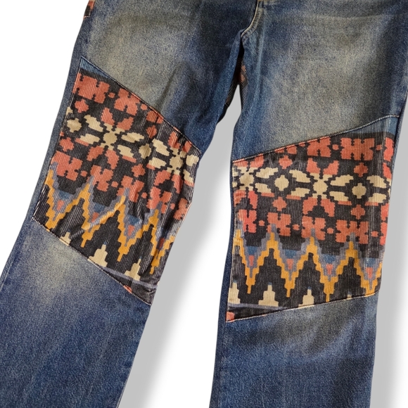 We The Free Free People Rocky Mountain Straight Leg Jeans Western Patchwork 27 - Picture 7 of 16